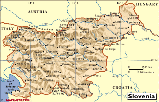 physikalisch karte von slowenien